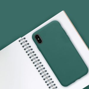 Husa Safe Flex compatibila cu iPhone X/XS, Comando Fonix, Design Slim flexibil, Interior captusit cu microfibra, Anti shock, Silicon moale, Textura cu finisaj mat/fin, Antiaderent, Verde inchis