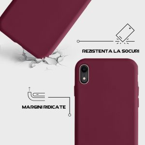 Husa Safe Flex compatibila cu iPhone XR, Comando Fonix, Design Slim flexibil, Interior captusit cu microfibra, Anti shock, Silicon moale, Textura cu finisaj mat/fin, Antiaderent, Visiniu5