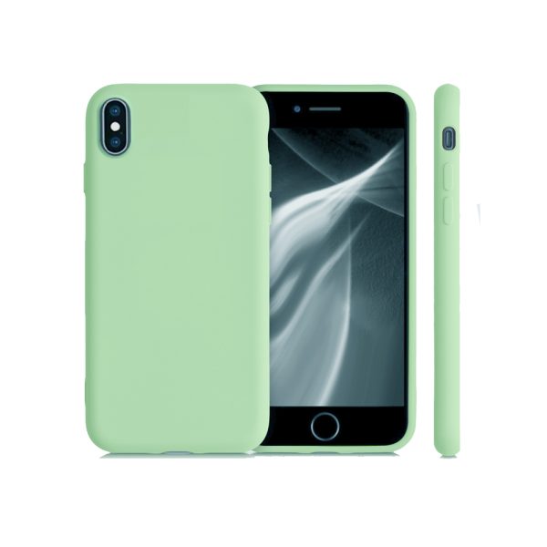 Husa Safe Flex compatibila cu iPhone XS Max, Comando Fonix, Design Slim flexibil, Interior captusit cu microfibra, Anti shock, Silicon moale, Textura cu finisaj mat/fin, Antiaderent, Verde deschis3