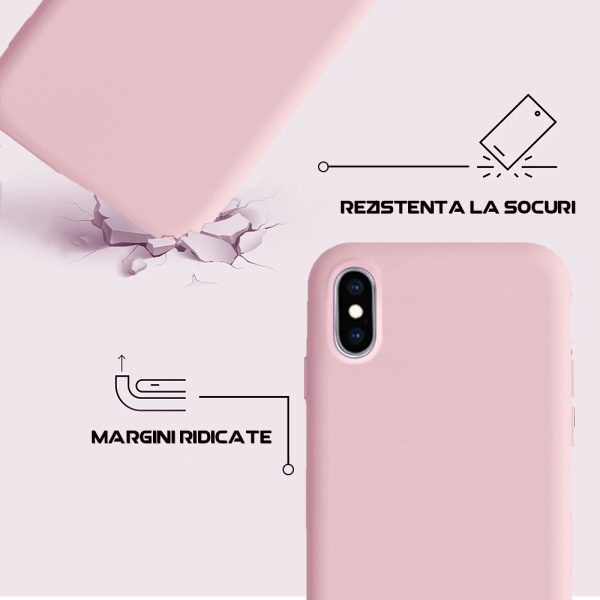 Husa Safe Flex compatibila cu iPhone XS Max, Comando Fonix, Design Slim flexibil, Interior captusit cu microfibra, Anti shock, Silicon moale, Textura cu finisaj mat/fin, Antiaderent, Roz5