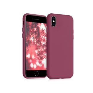 Husa Safe Flex compatibila cu iPhone XS Max, Comando Fonix, Design Slim flexibil, Interior captusit cu microfibra, Anti shock, Silicon moale, Textura cu finisaj mat/fin, Antiaderent, Marsala2