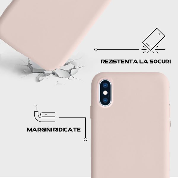 Husa Safe Flex compatibila cu iPhone XS Max, Comando Fonix, Design Slim flexibil, Interior captusit cu microfibra, Anti shock, Silicon moale, Textura cu finisaj mat/fin, Antiaderent, Roz pudra5