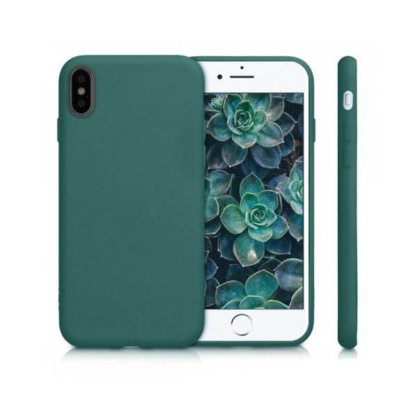 Husa Safe Flex compatibila cu iPhone XS Max, Comando Fonix, Design Slim flexibil, Interior captusit cu microfibra, Anti shock, Silicon moale, Textura cu finisaj mat/fin, Antiaderent, Verde inchis3