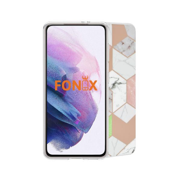 Husa Sprinkle Comando compatibila cu Oppo A78 4G, Protectie stilata, Fonix Fashion Slim, Antisoc, Margini ridicate, Antiamprenta, Silicon marmorat, Design abstract, Imprimeu colorat, Lila