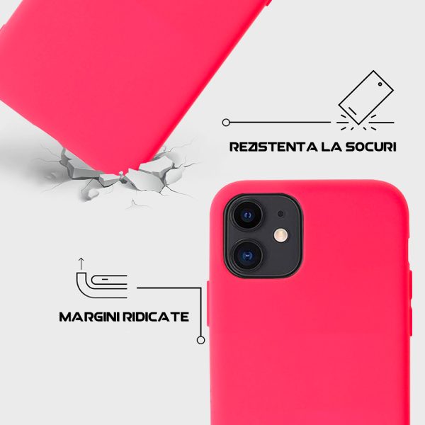 Husa Safe Flex compatibila cu iPhone 11, Comando Fonix, Design Slim flexibil, Interior captusit cu microfibra, Anti shock, Silicon moale, Textura cu finisaj mat/fin, Antiaderent, Roz aprins5