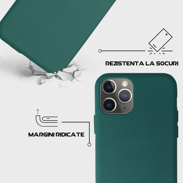 Husa Safe Flex compatibila cu iPhone 11 Pro, Comando Fonix, Design Slim flexibil, Interior captusit cu microfibra, Anti shock, Silicon moale, Textura cu finisaj mat/fin, Antiaderent, Verde inchis5