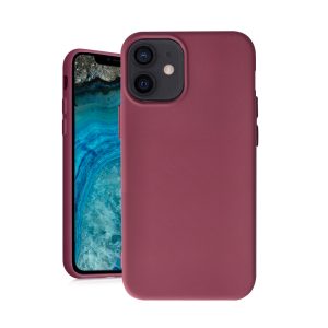 Husa Safe Flex compatibila cu iPhone 12 Mini, Comando Fonix, Design Slim flexibil, Interior captusit cu microfibra, Anti shock, Silicon moale, Textura cu finisaj mat/fin, Antiaderent, Marsala2