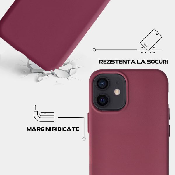 Husa Safe Flex compatibila cu iPhone 12 Mini, Comando Fonix, Design Slim flexibil, Interior captusit cu microfibra, Anti shock, Silicon moale, Textura cu finisaj mat/fin, Antiaderent, Marsala5