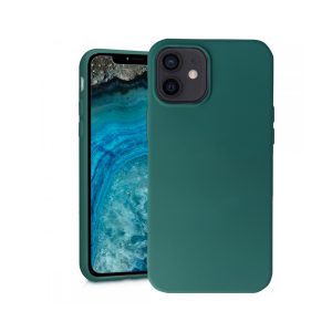 Husa Safe Flex compatibila cu iPhone 12 Mini, Comando Fonix, Design Slim flexibil, Interior captusit cu microfibra, Anti shock, Silicon moale, Textura cu finisaj mat/fin, Antiaderent, Verde inchis2