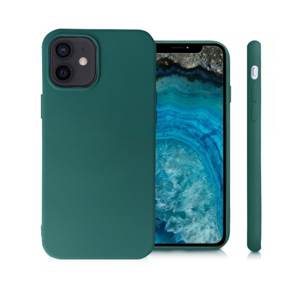 Husa Safe Flex compatibila cu iPhone 12 Mini, Comando Fonix, Design Slim flexibil, Interior captusit cu microfibra, Anti shock, Silicon moale, Textura cu finisaj mat/fin, Antiaderent, Verde inchis3