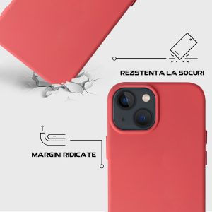 Husa Safe Flex compatibila cu iPhone 13 Mini, Comando Fonix, Design Slim flexibil, Interior captusit cu microfibra, Anti shock, Silicon moale, Textura cu finisaj mat/fin, Antiaderent, Caramiziu5