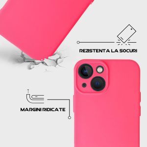 Husa Safe Flex compatibila cu iPhone 13 Mini, Comando Fonix, Design Slim flexibil, Interior captusit cu microfibra, Anti shock, Silicon moale, Textura cu finisaj mat/fin, Antiaderent, Roz aprins5