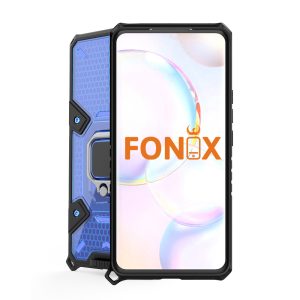 Husa compatibila cu Huawei Nova 8i, Hex Armor, Hybrid Ring Holder, Suport auto, Stand, Gonia Design, Airpocket-uri incorporate, Armura cu protectie la standarde militare, Albastru