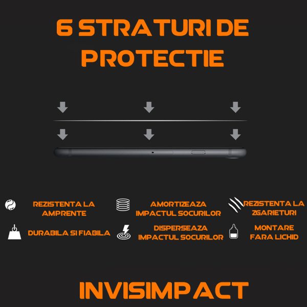 Folie InvisImpact compatibila cu ZTE Blade V50 Design, Polimer siliconic, Adeziv premium, Montare usoara, Fara lichid, Regenerabila, Full Glue, Compatibila cu senzorul de amprenta, Case-Friendly - 6