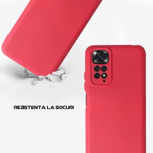 Husa Safe Flex compatibila cu Xiaomi Redmi Note 11/ 11S, Comando Fonix, Design Slim flexibil, Interior captusit cu microfibra, Anti shock, Silicon moale, Textura cu finisaj mat/fin, Antiaderent, Roz zmeura3