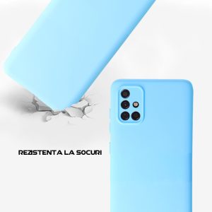 Husa Safe Flex compatibila cu Samsung Galaxy A71, Comando Fonix, Design Slim flexibil, Interior captusit cu microfibra, Anti shock, Silicon moale, Textura cu finisaj mat/fin, Antiaderent, Albastru deschis3