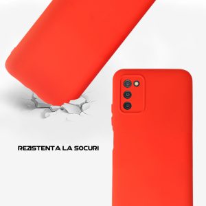 Husa Safe Flex compatibila cu Samsung Galaxy A03s, Comando Fonix, Design Slim flexibil, Interior captusit cu microfibra, Anti shock, Silicon moale, Textura cu finisaj mat/fin, Antiaderent, Rosu3