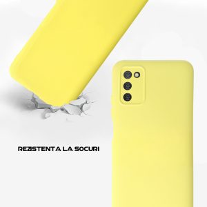 Husa Safe Flex compatibila cu Samsung Galaxy A03s, Comando Fonix, Design Slim flexibil, Interior captusit cu microfibra, Anti shock, Silicon moale, Textura cu finisaj mat/fin, Antiaderent, Galben3