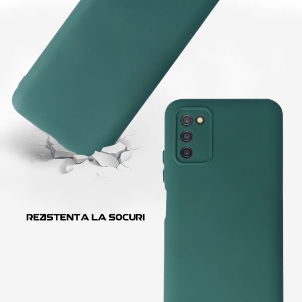 Husa Safe Flex compatibila cu Samsung Galaxy A03s, Comando Fonix, Design Slim flexibil, Interior captusit cu microfibra, Anti shock, Silicon moale, Textura cu finisaj mat/fin, Antiaderent, Verde inchis3