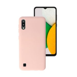 Husa Safe Flex compatibila cu Samsung Galaxy A10/ M10, Comando Fonix, Design Slim flexibil, Interior captusit cu microfibra, Anti shock, Silicon moale, Textura cu finisaj mat/fin, Antiaderent, Roz pudra2