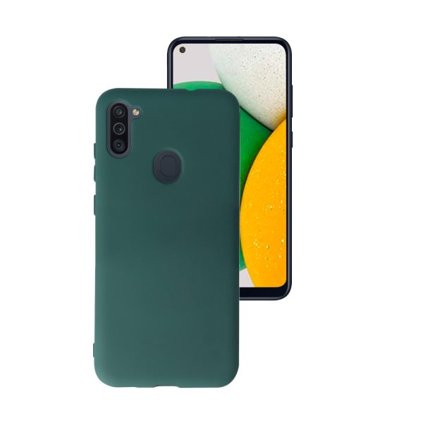 Husa Safe Flex compatibila cu Samsung Galaxy A11/ M11, Comando Fonix, Design Slim flexibil, Interior captusit cu microfibra, Anti shock, Silicon moale, Textura cu finisaj mat/fin, Antiaderent, Verde inchis2