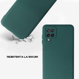 Husa Safe Flex compatibila cu Samsung Galaxy A12, Comando Fonix, Design Slim flexibil, Interior captusit cu microfibra, Anti shock, Silicon moale, Textura cu finisaj mat/fin, Antiaderent, Verde inchis3