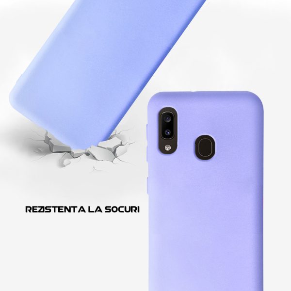 Husa Safe Flex compatibila cu Samsung Galaxy A20e, Comando Fonix, Design Slim flexibil, Interior captusit cu microfibra, Anti shock, Silicon moale, Textura cu finisaj mat/fin, Antiaderent, Lila3