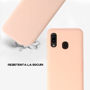 Husa Safe Flex compatibila cu Samsung Galaxy A20e, Comando Fonix, Design Slim flexibil, Interior captusit cu microfibra, Anti shock, Silicon moale, Textura cu finisaj mat/fin, Antiaderent, Roz pudra3