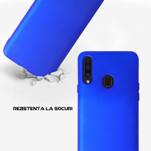 Husa Safe Flex compatibila cu Samsung Galaxy A20s, Comando Fonix, Design Slim flexibil, Interior captusit cu microfibra, Anti shock, Silicon moale, Textura cu finisaj mat/fin, Antiaderent, Albastru electric3