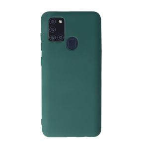 Husa Safe Flex compatibila cu Samsung Galaxy A21s, Comando Fonix, Design Slim flexibil, Interior captusit cu microfibra, Anti soc, Silicon moale, Textura cu finisaj mat, Antiaderent, Verde inchis