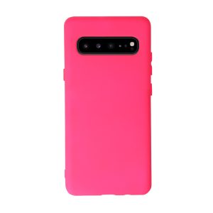 Husa Safe Flex compatibila cu Samsung Galaxy S10 5G, Comando Fonix, Design Slim flexibil, Interior captusit cu microfibra, Anti soc, Silicon moale, Textura cu finisaj mat, Antiaderent, Roz aprins