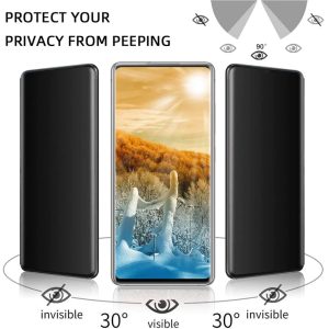 Folie Anti-Visual Hacking compatibila cu iPhone 16 Pro Max, Privacy Proof, Anti Blue Light, Anti Glare, Anti Amprente, Silicon MicroLouvre Regenerabil, Case Friendly - 3