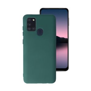 Husa Safe Flex compatibila cu Samsung Galaxy A21s, Comando Fonix, Design Slim flexibil, Interior captusit cu microfibra, Anti soc, Silicon moale, Textura cu finisaj mat, Antiaderent, Verde inchis2