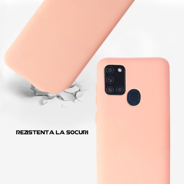 Husa Safe Flex compatibila cu Samsung Galaxy A21s, Comando Fonix, Design Slim flexibil, Interior captusit cu microfibra, Anti soc, Silicon moale, Textura cu finisaj mat, Antiaderent, Roz3