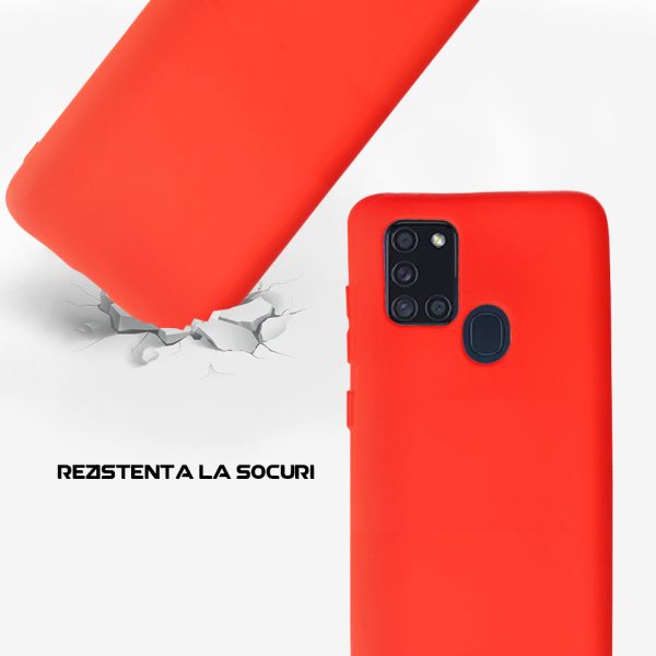 Husa Safe Flex compatibila cu Samsung Galaxy A21s, Comando Fonix, Design Slim flexibil, Interior captusit cu microfibra, Anti soc, Silicon moale, Textura cu finisaj mat, Antiaderent, Rosu3