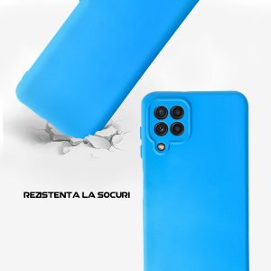 Husa Safe Flex compatibila cu Samsung Galaxy A22 4G, Comando Fonix, Design Slim flexibil, Interior captusit cu microfibra, Anti soc, Silicon moale, Textura cu finisaj mat, Antiaderent, Albastru safir3