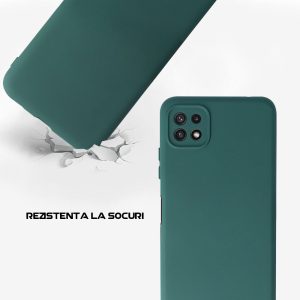 Husa Safe Flex compatibila cu Samsung Galaxy A22 5G, Comando Fonix, Design Slim flexibil, Interior captusit cu microfibra, Anti soc, Silicon moale, Textura cu finisaj mat, Antiaderent, Verde inchis3