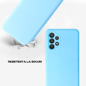 Husa Safe Flex compatibila cu Samsung Galaxy A32 4G, Comando Fonix, Design Slim flexibil, Interior captusit cu microfibra, Anti soc, Silicon moale, Textura cu finisaj mat, Antiaderent, Albastru deschis3