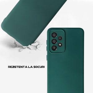 Husa Safe Flex compatibila cu Samsung Galaxy A33 5G, Comando Fonix, Design Slim flexibil, Interior captusit cu microfibra, Anti soc, Silicon moale, Textura cu finisaj mat, Antiaderent, Verde inchis3