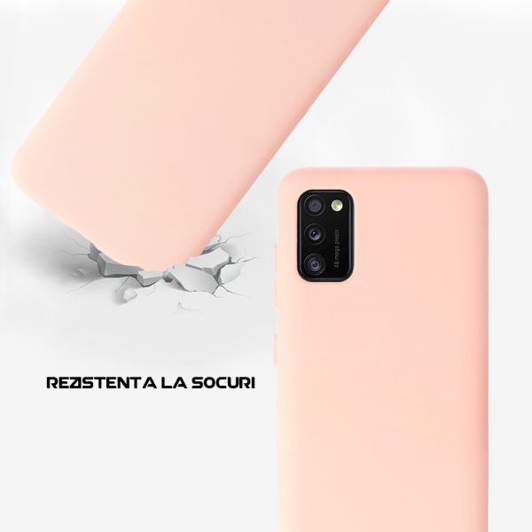 Husa Safe Flex compatibila cu Samsung Galaxy A41, Comando Fonix, Design Slim flexibil, Interior captusit cu microfibra, Anti soc, Silicon moale, Textura cu finisaj mat, Antiaderent, Roz3