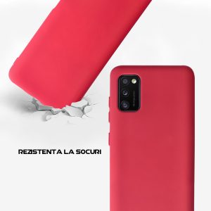 Husa Safe Flex compatibila cu Samsung Galaxy A41, Comando Fonix, Design Slim flexibil, Interior captusit cu microfibra, Anti shock, Silicon moale, Textura cu finisaj mat, Antiaderent, Roz zmeura3