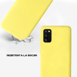 Husa Safe Flex compatibila cu Samsung Galaxy A41, Comando Fonix, Design Slim flexibil, Interior captusit cu microfibra, Anti soc, Silicon moale, Textura cu finisaj mat, Antiaderent, Galben3