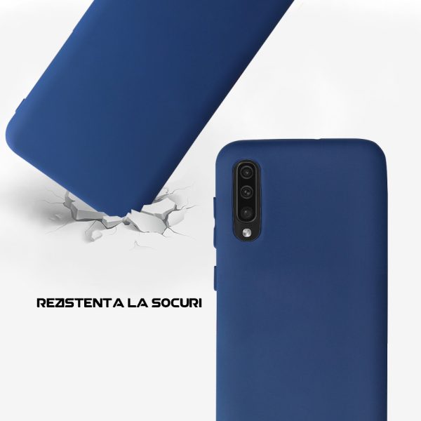 Husa Safe Flex compatibila cu Samsung Galaxy A50, Comando Fonix, Design Slim flexibil, Interior captusit cu microfibra, Anti soc, Silicon moale, Textura cu finisaj mat, Antiaderent, Albastru3