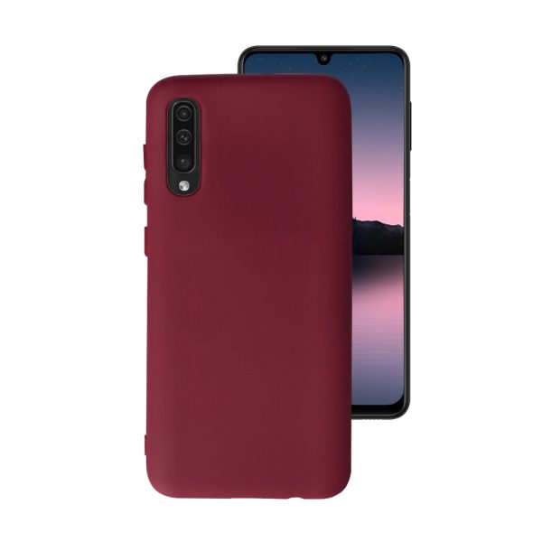 Husa Safe Flex compatibila cu Samsung Galaxy A50, Comando Fonix, Design Slim flexibil, Interior captusit cu microfibra, Anti soc, Silicon moale, Textura cu finisaj mat, Antiaderent, Visiniu2