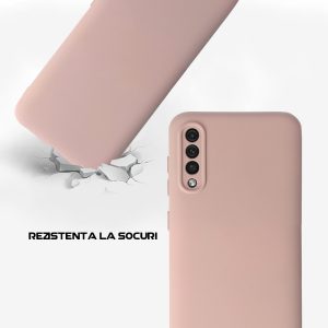 Husa Safe Flex compatibila cu Samsung Galaxy A50, Comando Fonix, Design Slim flexibil, Interior captusit cu microfibra, Anti soc, Silicon moale, Textura cu finisaj mat, Antiaderent, Crem3