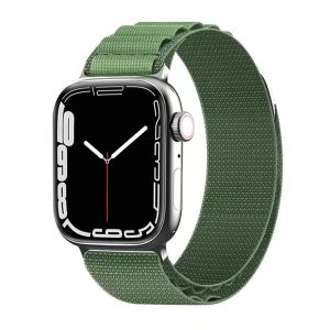 Curea textila compatibila cu Apple Watch 1 38 mm, Fonix Textile Magness, Design semi-circular, Comfortabila, Durabila, Atasare slide-in / slide-out, Inchidere magnetica, Verde