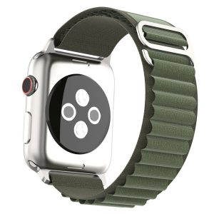 Curea textila compatibila cu Apple Watch 1 38 mm, Fonix Textile Magness, Design semi-circular, Comfortabila, Durabila, Atasare slide-in / slide-out, Inchidere magnetica, Verde - 3