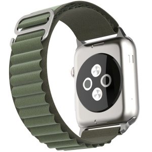 Curea textila compatibila cu Apple Watch 1 38 mm, Fonix Textile Magness, Design semi-circular, Comfortabila, Durabila, Atasare slide-in / slide-out, Inchidere magnetica, Verde - 4