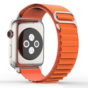 Curea textila compatibila cu Apple Watch 1 38 mm, Fonix Textile Magness, Design semi-circular, Comfortabila, Durabila, Atasare slide-in / slide-out, Inchidere magnetica, Portocaliu - 3