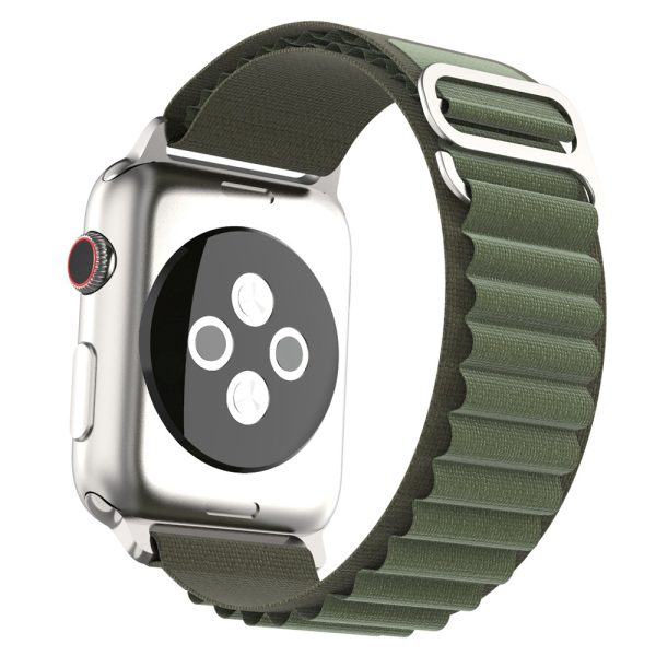 Curea textila compatibila cu Apple Watch 3 38 mm, Fonix Textile Magness, Design semi-circular, Comfortabila, Durabila, Atasare slide-in / slide-out, Inchidere magnetica, Verde - 2